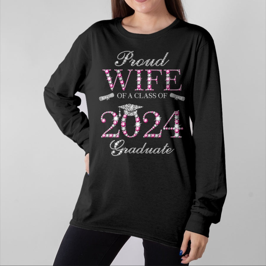 Best Wife Shirt, Wife and Husband Unisex T-Shirt/Hoodie/Sweatshirt HLT00 - Gift for wife T shirt, lucky wife Proud Wife of a Class of 2024 Graduate T-Shirt