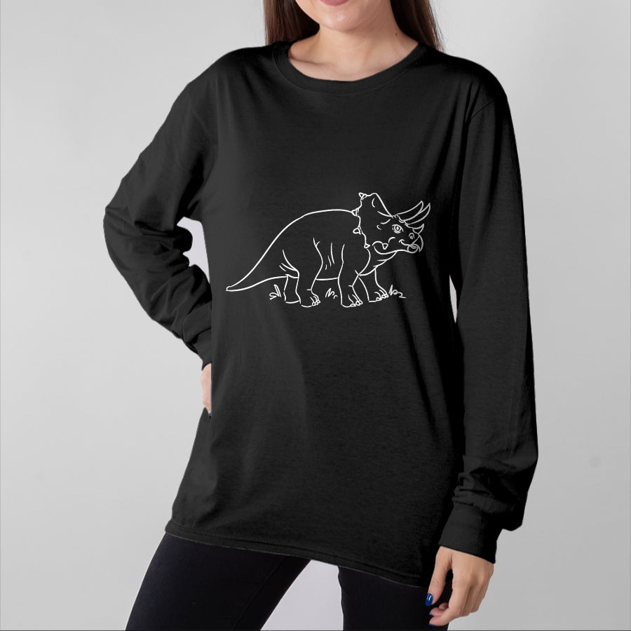 Best Dinosaur Lover Shirt, Funny Dinosaur UnisexT-Shirt/Hoodie/Sweatshirt HLT00 - Line Art Dinosaur Triceratops T-Shirt