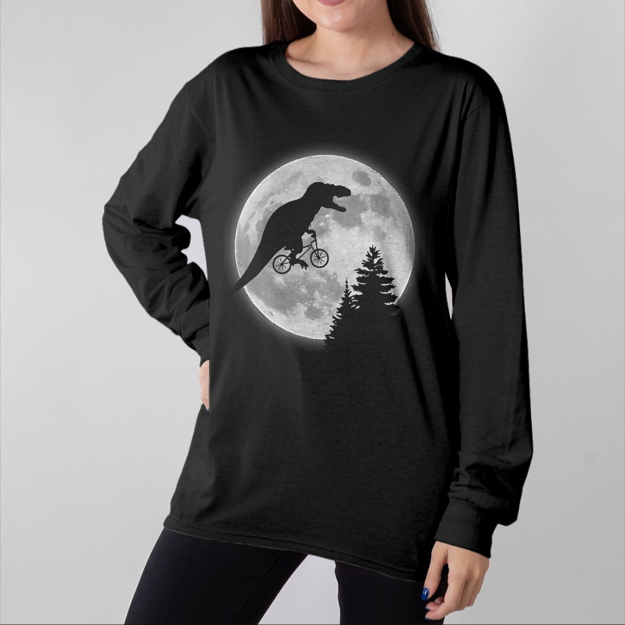 Best Dinosaur Lover Shirt, Funny Dinosaur UnisexT-Shirt/Hoodie/Sweatshirt HLT00 - T-rex Bike Moon Dinosaur Moon Bike T-Shirt