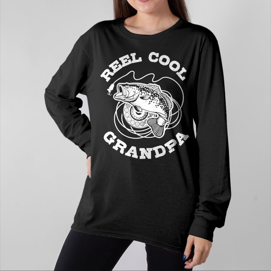 Best Grandpa Shirt, Proud Grandpa Unisex T-Shirt/Hoodie/Sweatshirt HLT00 - Fishing Fish Vintage Reel Cool Grandpa Gift Sweatshirt