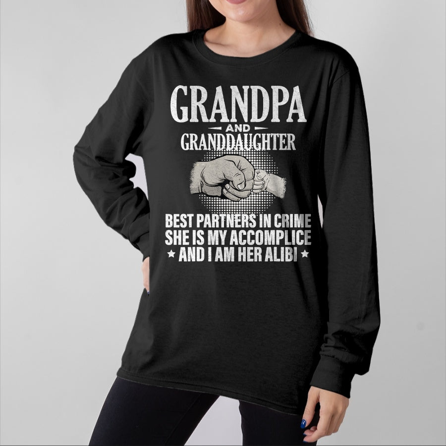 Best Grandpa Shirt, Proud Grandpa Unisex T-Shirt/Hoodie/Sweatshirt HLT00 - Grandpa and Granddaughter best partners in crime T-Shirt