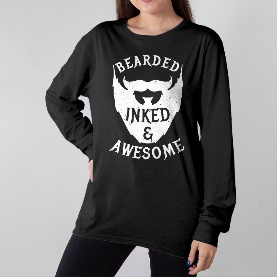 Best Wife Shirt, Wife and Husband Unisex T-Shirt/Hoodie/Sweatshirt HLT00 - Mens Bearded, Inked And Awesome Bearded And Tattooed Guy T Shirt