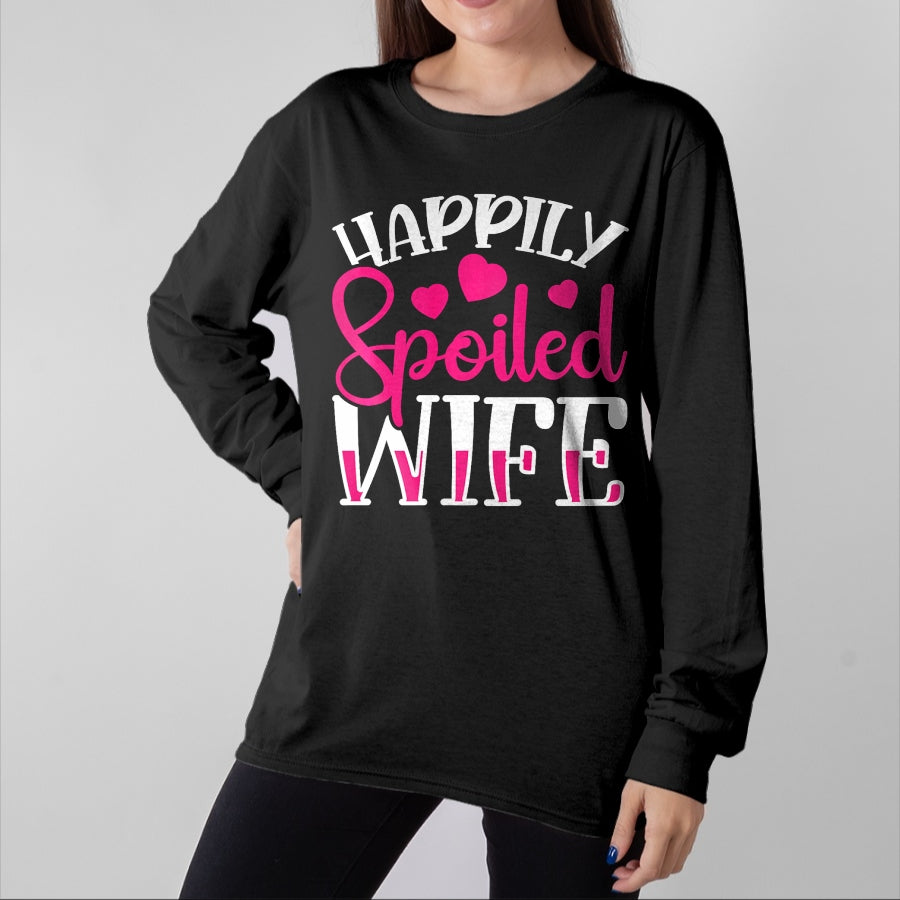Best Wife Shirt, Wife and Husband Unisex T-Shirt/Hoodie/Sweatshirt HLT00 - Gift for wife T shirt, spoiled wife Funny Wife Happily Spoiled Wife Premium T-Shirt