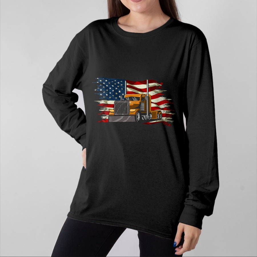 Best Truck Driver Life Shirt, Funny Trucker UnisexT-Shirt/Hoodie/Sweatshirt HLT00 - Semi-Trailer Truck Driver Big Rig Trucker American Flag T-Shirt