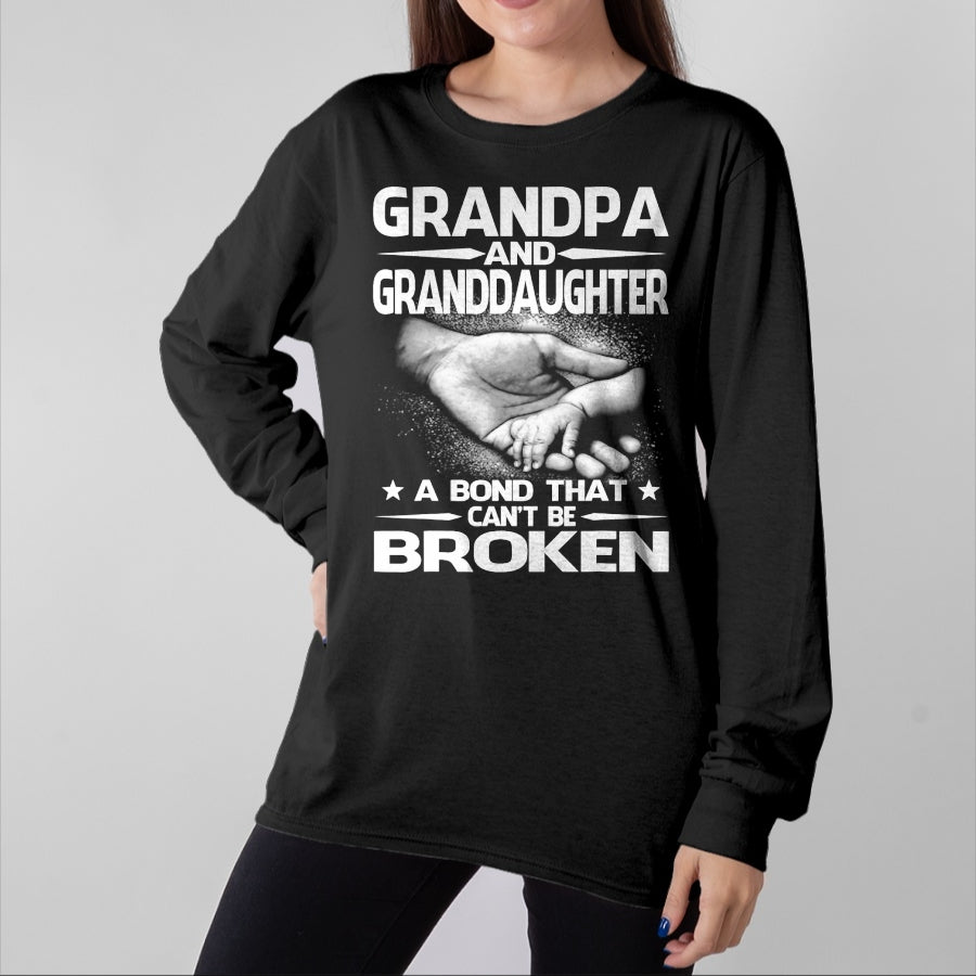 Best Grandpa Shirt, Proud Grandpa Unisex T-Shirt/Hoodie/Sweatshirt HLT00 - Grandpa And Granddaughter A Bond That Can't Be Broken T-Shirt (1)