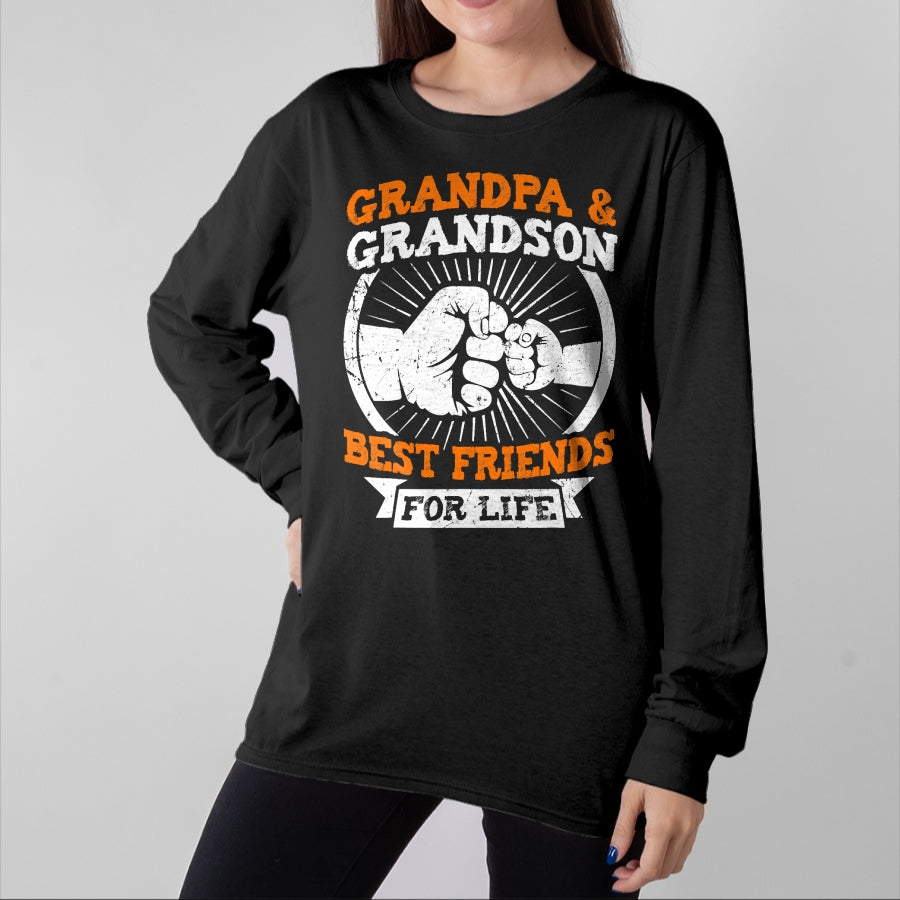 Best Grandpa Shirt, Proud Grandpa Unisex T-Shirt/Hoodie/Sweatshirt HLT00 - Grandpa and Grandson Best Friends for Life Grandfather T-Shirt