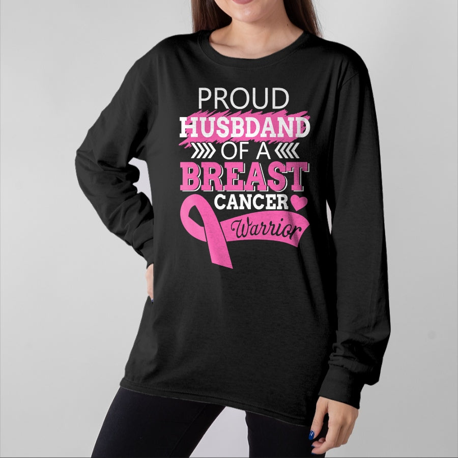 Best Wife Shirt, Wife and Husband Unisex T-Shirt/Hoodie/Sweatshirt HLT00 - Gift for wife T shirt, lucky wife Proud Husband Of A Breast Cancer Warrior Support For My Wife T-S