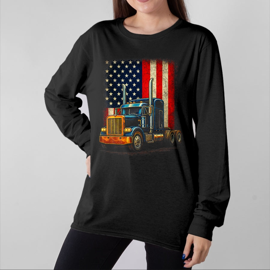 Best Truck Driver Life Shirt, Funny Trucker UnisexT-Shirt/Hoodie/Sweatshirt HLT00 - American Flag Truck - Truck Driver Patriotic T-Shirt