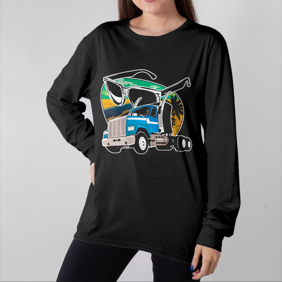 Best Truck Driver Life Shirt, Funny Trucker UnisexT-Shirt/Hoodie/Sweatshirt HLT00 - Truck Driver Peaceful Asphalt Road Trucker Glasses T-Shirt