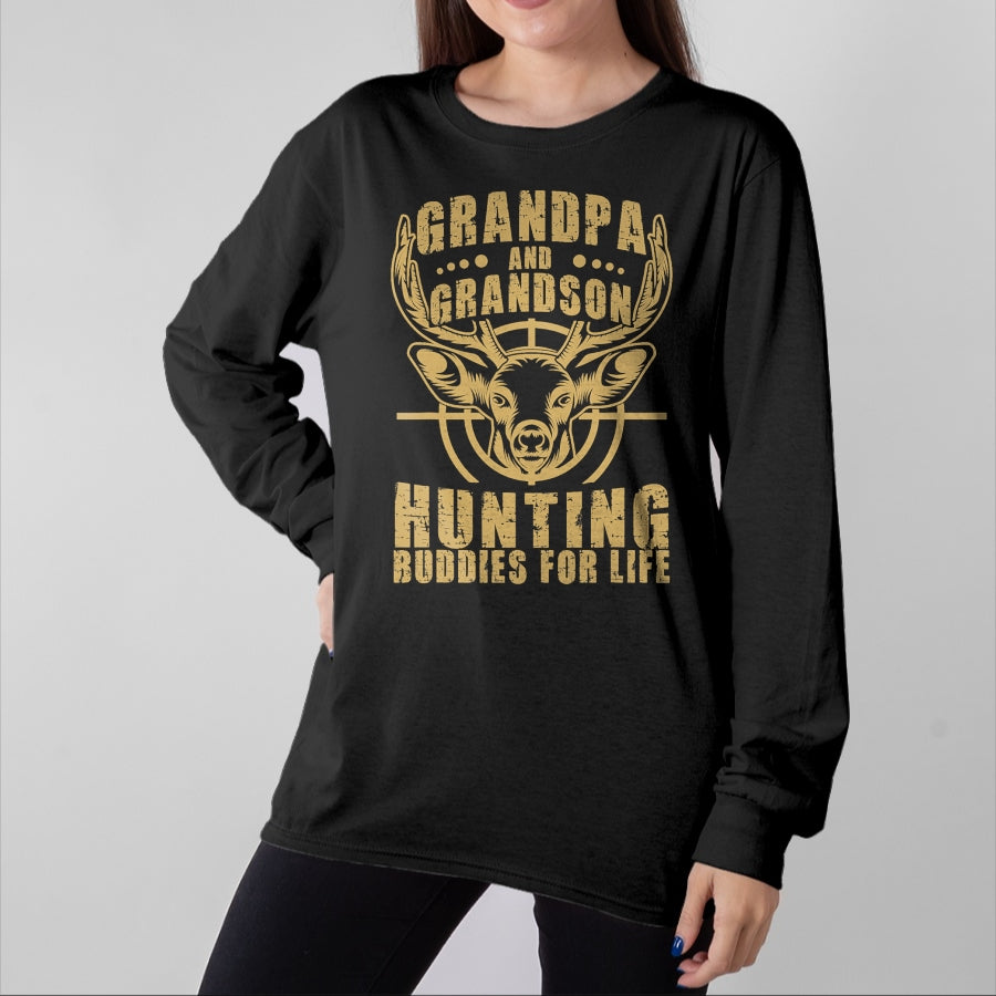 Best Grandpa Shirt, Proud Grandpa Unisex T-Shirt/Hoodie/Sweatshirt HLT00 - Hunting Buddy Grandpa And Grandson Hunting Buddies T-Shirt
