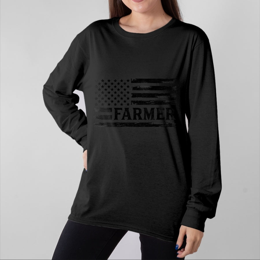 Best Farmer Life Shirt, Funny Farmer UnisexT-Shirt/Hoodie/Sweatshirt HLT00 - Farmer Black Vintage USA Flag Father's Day Farm Owner T-Shirt