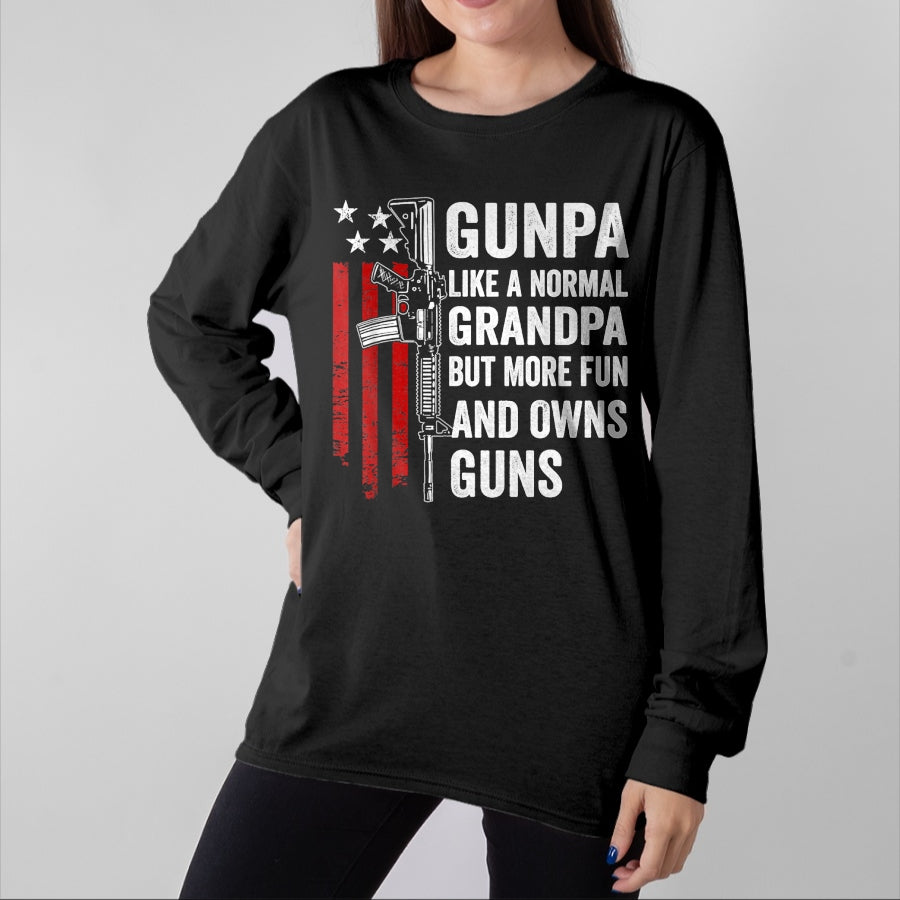Best Grandpa Shirt, Proud Grandpa Unisex T-Shirt/Hoodie/Sweatshirt HLT00 - Gunpa Like A Normal Grandpa But More Fun And Owns Guns T-Shirt (1)