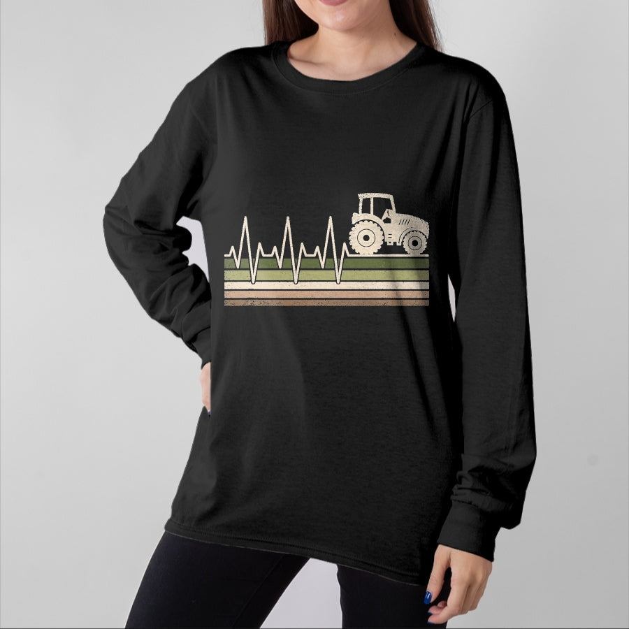 Best Farmer Life Shirt, Funny Farmer UnisexT-Shirt/Hoodie/Sweatshirt HLT00 - Vintage Tractor Heartbeat Farmer Farming Men T-Shirt, Men, Black, 3X-Large