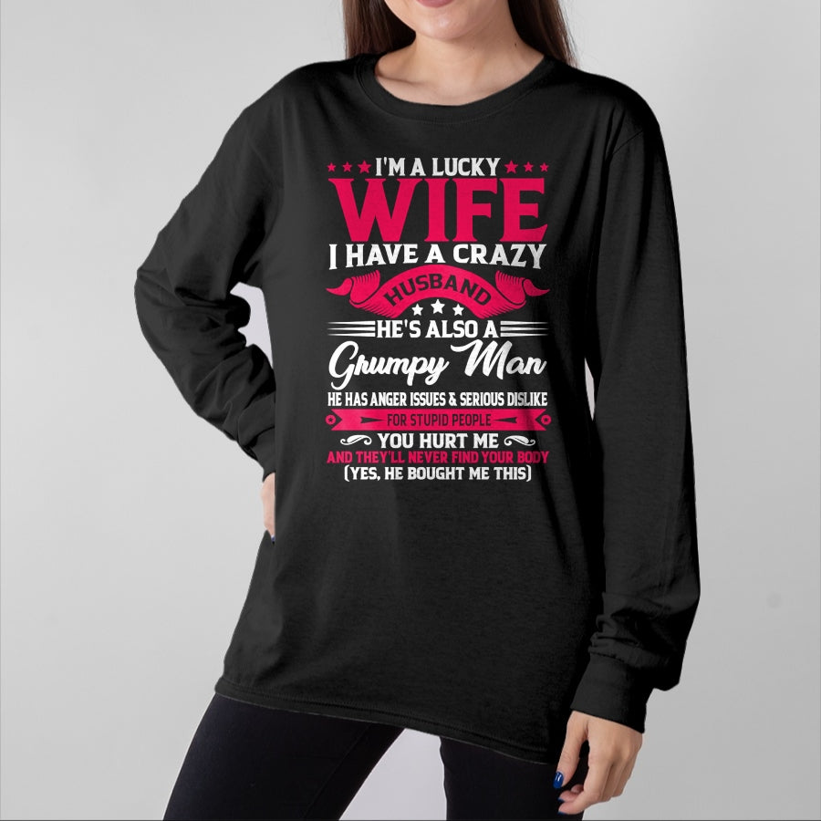 Best Wife Shirt, Wife and Husband Unisex T-Shirt/Hoodie/Sweatshirt HLT00 - Gift for wife T shirt, lucky wife I'm A Lucky Wife I have A Husband Funny Family Humor Wife Pullov