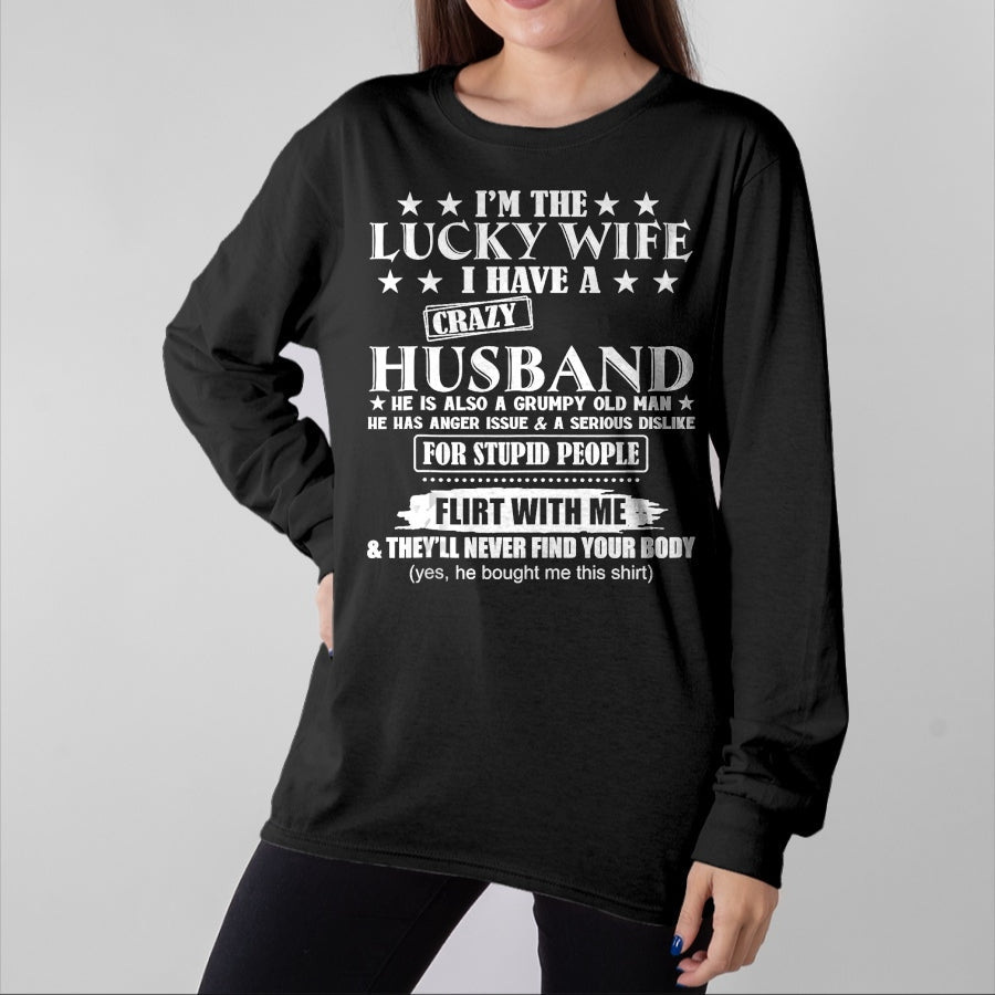 Best Wife Shirt, Wife and Husband Unisex T-Shirt/Hoodie/Sweatshirt HLT00 - Gift for wife T shirt, lucky wife I'm The Lucky Wife I Have A Crazy Husband Tank Top (1)