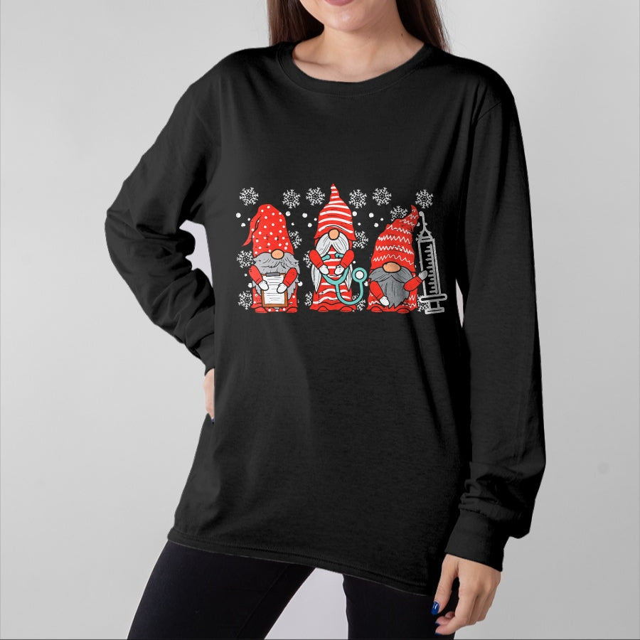 Funny Nurse Shirt, Nurse Unisex T-Shirt/Hoodie/Sweatshirt HLT00 - Nurse Christmas Gnomes Cute Xmas Scrub Top For Nurses Women T-Shirt (1)