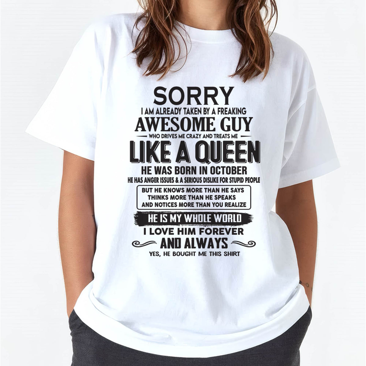 October - Sorry I am already taken by a freaking awesome guy - Gift for Wife From Husband - HLT10 (SKU08-25-10)