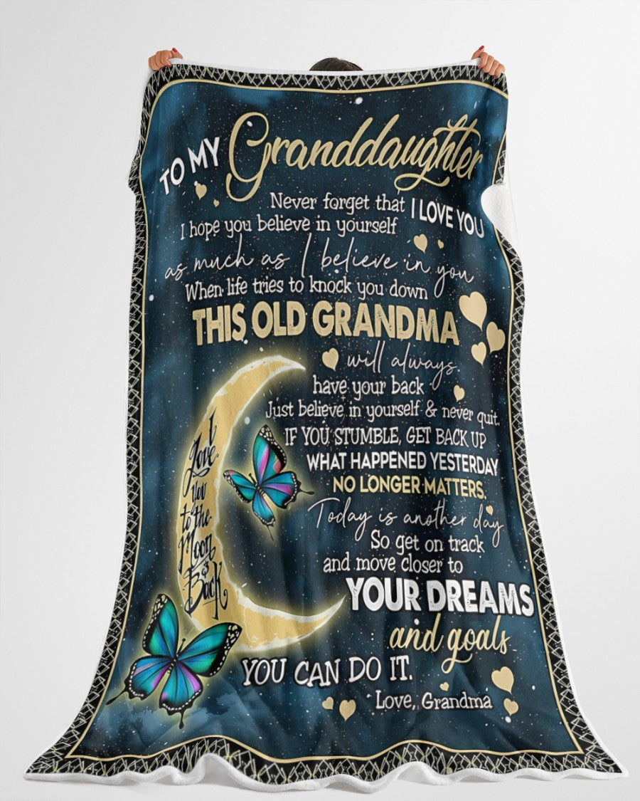 BLANKET FOR GRANDDAUGHTER – COMFORT & WARMTH GIFT FROM GRANDMA Sherpa Fleece Quilt Blanket kien00 (SKUB-BLK-GMD2)