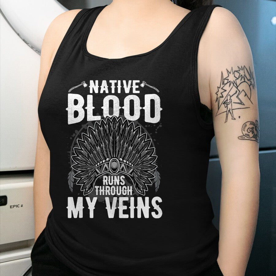 Native American T-Shirts, Vintage Native American Unisex T-Shirt/Hoodie/Sweatshirt HLT00 - Native American Blood Pride T-Shirt