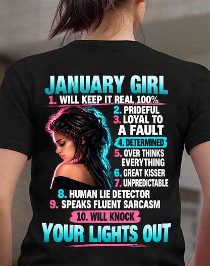 JANUARY GIRL - WILL KEEP IT REAL 100% - SHIRT FOR WOMEN - HLT01 (SKU2609-373-01)