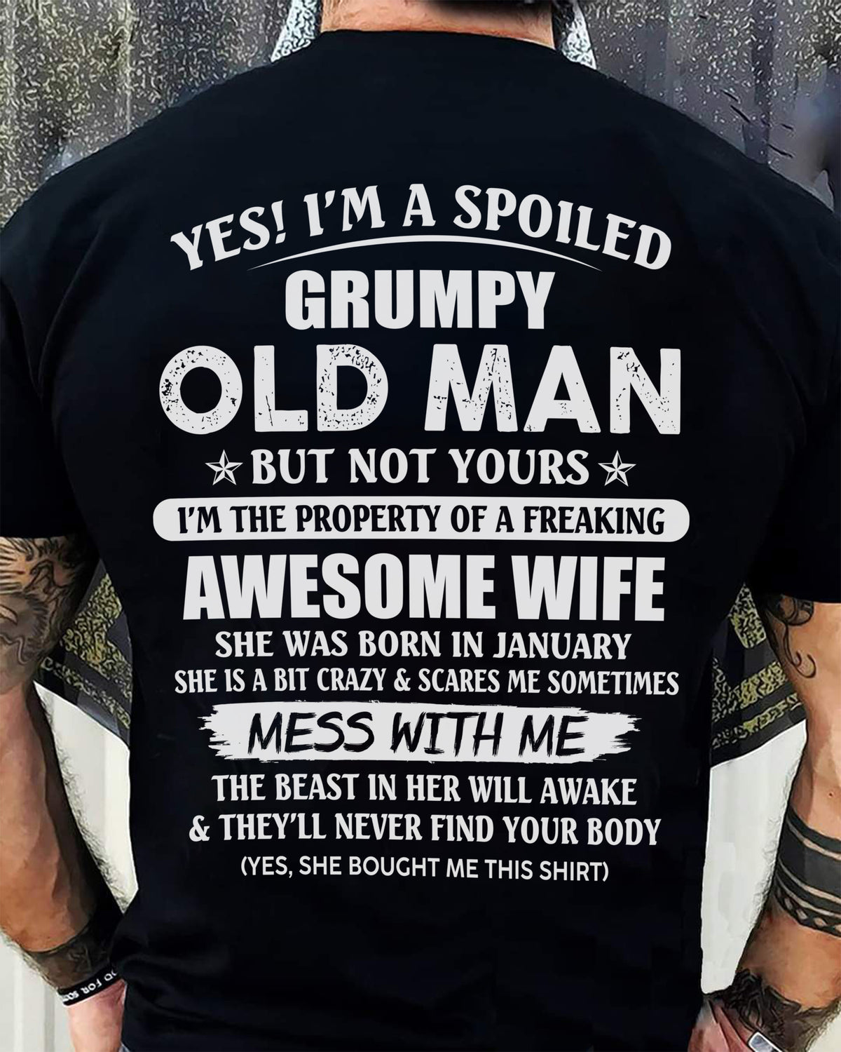 January - Grumpy Old Man with Awesome Wife - Perfect Gift From Wife - HLT01 (SKU06-68-01)
