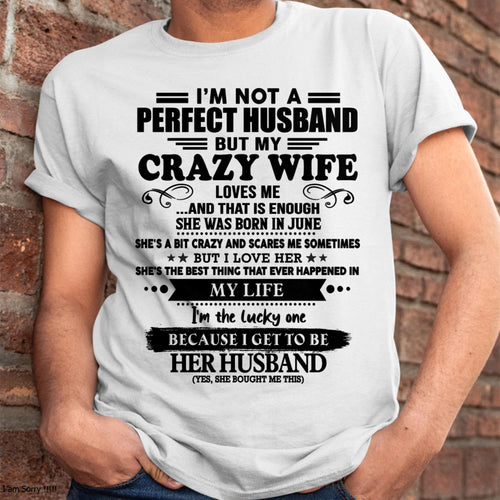 June - I Am Not A Perfect Husband But My Crazy Wife Love Me And That Is Enough - Gift For Husband From Wife - kien06 (SKU-QHUSBAND-06)