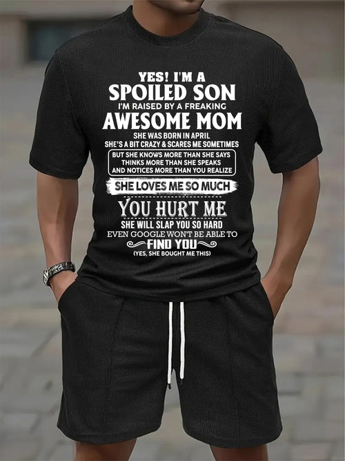 APRIL - SPOILED SON OF AWESOME MOM - WAFFLE CASUAL SUIT - M13 - PERFECT GIFT FROM MOM - HLT04 (SKU2607-73-04)