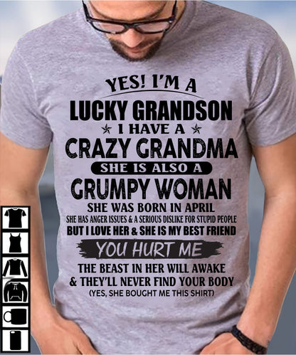 APRIL - LUCKY GRANDSON OF CRAZY GRANDMA -  PERFECT GIFT FROM GRANDMA - kien04 (SKU12-113-04)