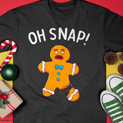 Christmas Shirts for Family, Funny christmas shirts, Christmas Unisex T-Shirt/Hoodie/Sweatshirt HLT00 - Gingerbread Man Oh Snap Christmas Funny Cookie Baking Gift Short Sleeve T-Shirt