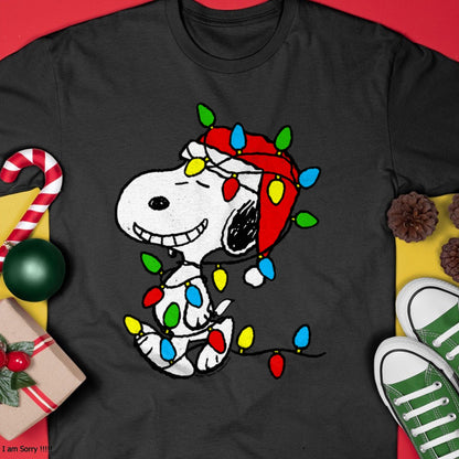 Christmas Shirts for Family, Funny christmas shirts, Christmas Unisex T-Shirt/Hoodie/Sweatshirt HLT00 - Peanuts - Christmas Snoopy X-Mas Lights Long Sleeve T-Shirt