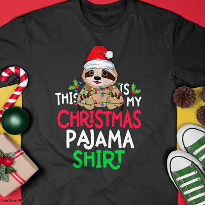 Christmas Shirts for Family, Funny christmas shirts, Christmas Unisex T-Shirt/Hoodie/Sweatshirt HLT00 - Sloth Tree Lights Funny This Is My Christmas Pyjama Shirt T-Shirt