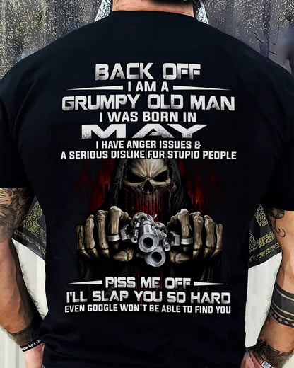 May - Grumpy Old Man T-Shirt – Funny Skull Gun Graphic Tee for Men - HLT05 (SKU09-109-05)