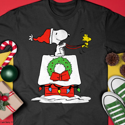 Christmas Shirts for Family, Funny christmas shirts, Christmas Unisex T-Shirt/Hoodie/Sweatshirt HLT00 - Peanuts Holiday Snoopy_s Doghouse Sleigh T-Shirt