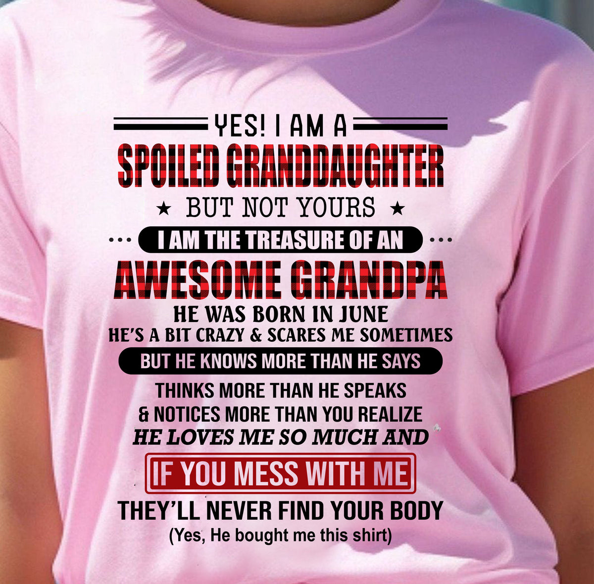 JUNE - YES! I'M A SPOILED GRANDDAUGHTER - GIFT FROM GRANDPA - kien06 (SKU26T-01317-06)