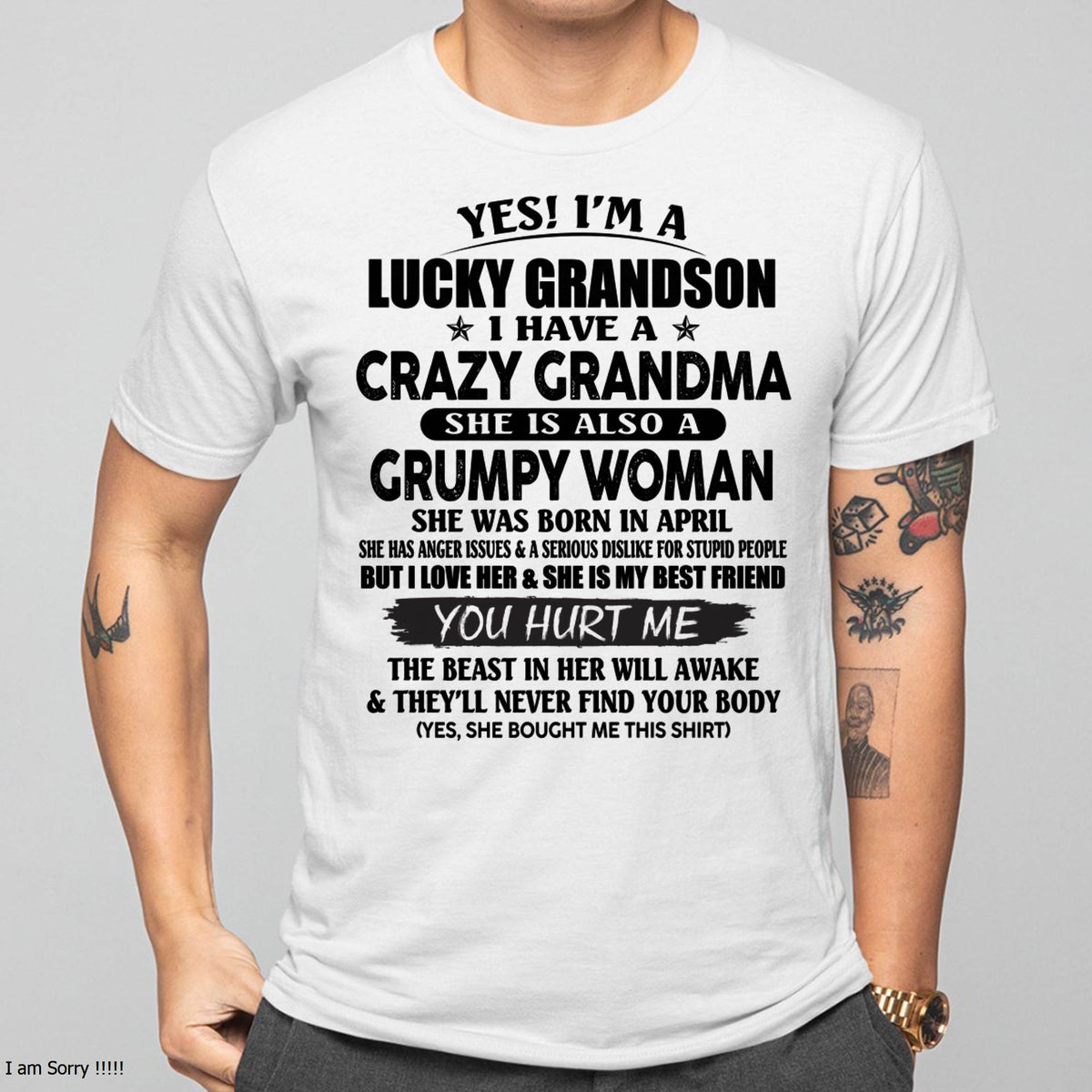 APRIL - LUCKY GRANDSON OF CRAZY GRANDMA -  PERFECT GIFT FROM GRANDMA - kien04 (SKU12-113-04)