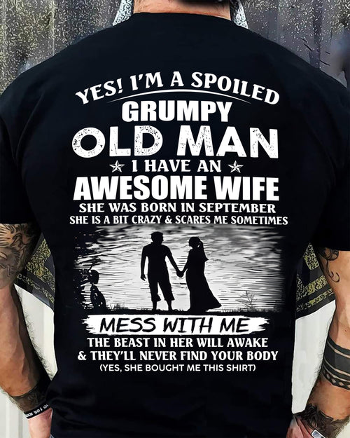 SEPTEMBER - GRUMPY OLD MAN T-SHIRT – AWESOME WIFE GIFT FROM WIFE - HLT09 (SKU10-79-09)