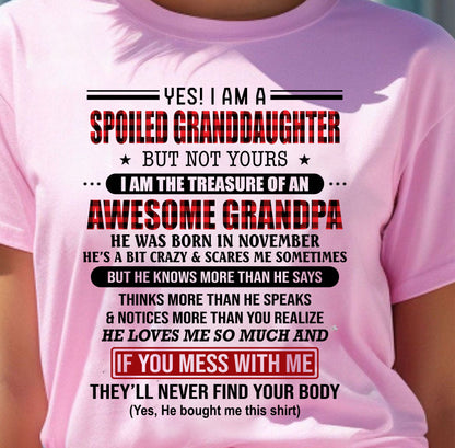 NOVEMBER - YES! I'M A SPOILED GRANDDAUGHTER - GIFT FROM GRANDPA - kien11 (SKU26T-01317-11)