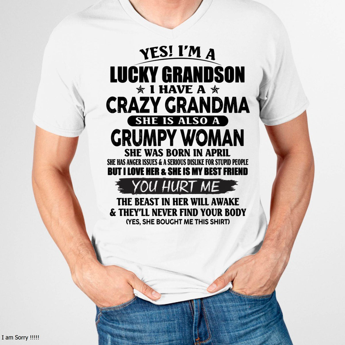 APRIL - LUCKY GRANDSON OF CRAZY GRANDMA -  PERFECT GIFT FROM GRANDMA - kien04 (SKU12-113-04)