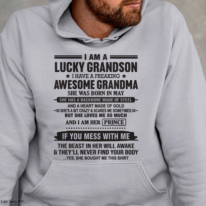 I Am A Lucky Grandson T-Shirt – Birthday Gift From May Grandma / Woman - kien05 (SKU11-29-05)