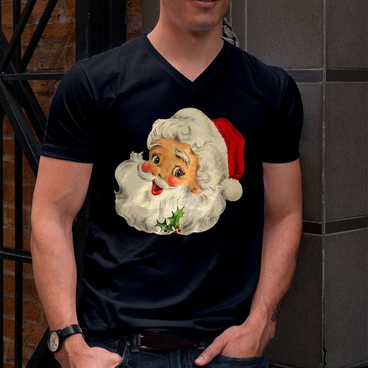 Christmas Shirts for Family, Funny christmas shirts, Christmas Unisex T-Shirt/Hoodie/Sweatshirt HLT00 - Vintage Christmas Santa Claus Face Funny Old Fashioned T-Shirt