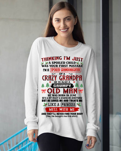 JUNE, SPOILED GRANDDAUGHTER OF A CRAZY GRANDPA - SHIRT FROM GRANDPA TO GRANDDAUGHTER - KIEN06 (SKU2607-153-06)