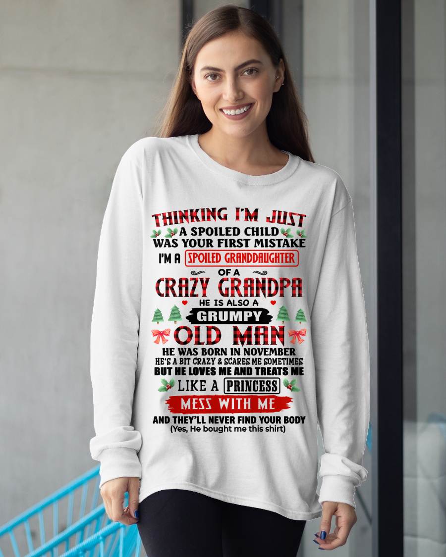 NOVEMBER, SPOILED GRANDDAUGHTER OF A CRAZY GRANDPA - SHIRT FROM GRANDPA TO GRANDDAUGHTER - KIEN11 (SKU2607-153-11)