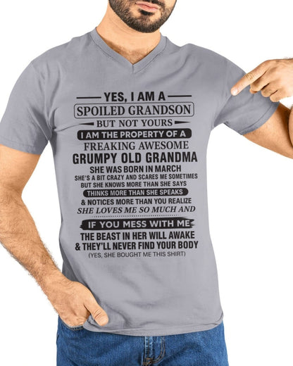 Yes I’m A Stubborn Grandson T-Shirt – Birthday Gift From March Grandma / Woman - kien03 (SKU10-171-03)