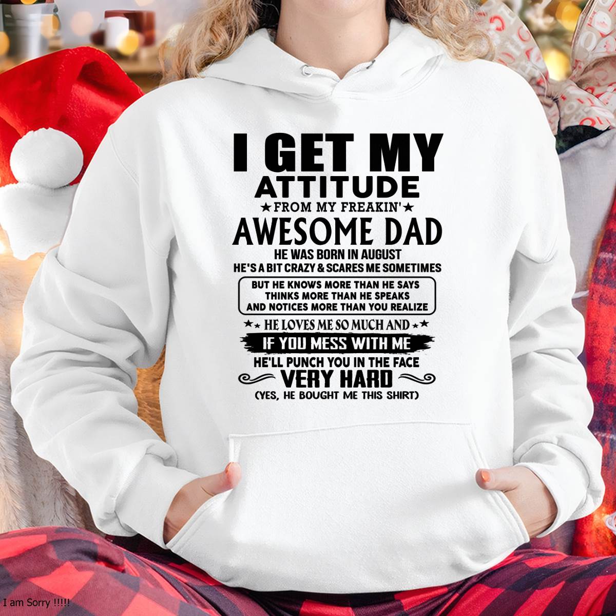 August - Thanks Dad - I GET MY ATTITUDE FROM MY FREAKIN' AWESOME DAD - Gift for Son and Daughter From Dad - HLT08 (SKU-TDD-CU-08)
