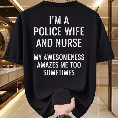 Funny Nurse Shirt, Nurse Unisex T-Shirt/Hoodie/Sweatshirt HLT00 - Police Wife Nurse Life Sometimes RN Mom T-Shirt
