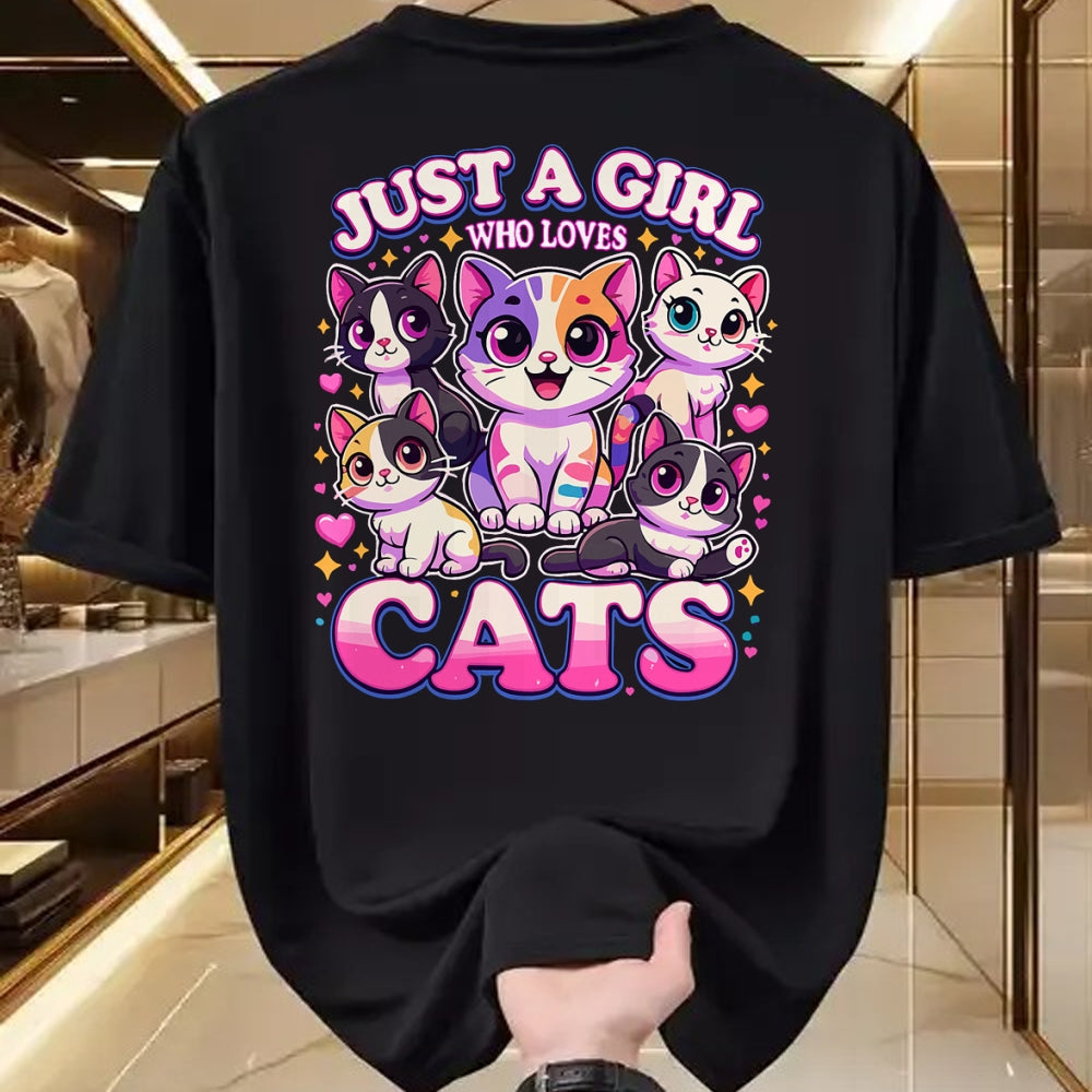 Cat Love Shirt, Funny Cat Lover Gift UnisexT-Shirt/Hoodie/Sweatshirt HLT00 - Cat Just a Girl Who Loves Cats T-Shirt