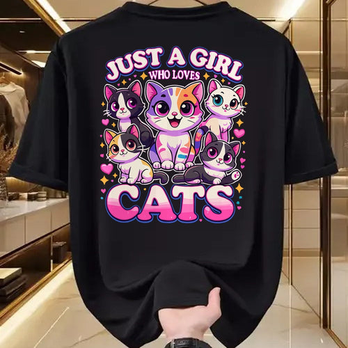 Cat Love Shirt, Funny Cat Lover Gift UnisexT-Shirt/Hoodie/Sweatshirt HLT00 - Cat Just a Girl Who Loves Cats T-Shirt