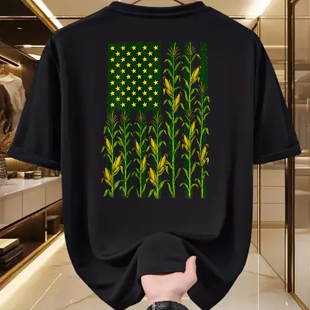 Best Farmer Life Shirt, Funny Farmer UnisexT-Shirt/Hoodie/Sweatshirt HLT00 - (Back) Vintage Corn American Flag Patriotic Farmer Farm Flag T-Shirt