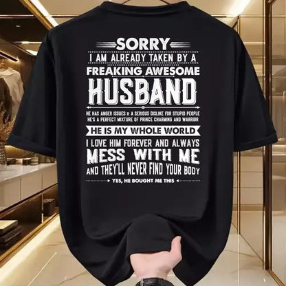 Best Wife Shirt, Wife and Husband Unisex T-Shirt/Hoodie/Sweatshirt HLT00 - Taken by a Freaking Awesome Husband Funny Wife T-Shirt