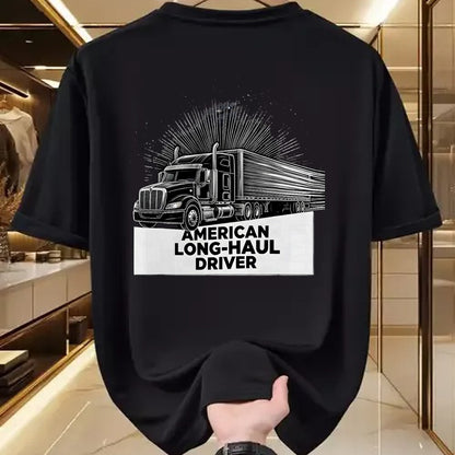 Best Truck Driver Life Shirt, Funny Trucker UnisexT-Shirt/Hoodie/Sweatshirt HLT00 - American Long-Haul Driver Patriotic Semi Truck Driver T-Shirt, Men, Heather Blue, Large